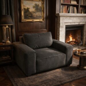 Sloane Sleefy 1 Seater Naples & Kinsington Dark Grey Sofa – Compact Fabric Armchair for Small UK Living Rooms