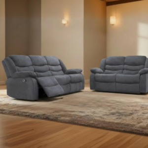 Madrid Fabric Recliner Sofa with Cupholders - 3+2 Seater Sofa Grey