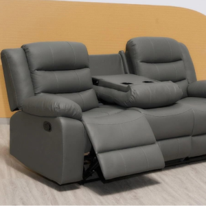 Madrid Leather Recliner Sofa Set with Cupholders – 3+2 Seater Manual Recliner Sofas for Living Room (Black, 3 Seater)