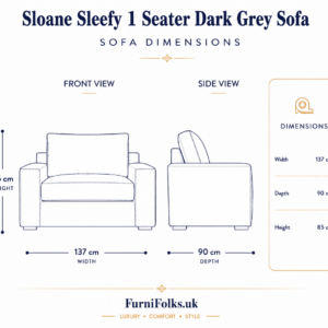 Sloane Sleefy 1 Seater Jumbo Cord Dark Grey Sofa dimensions