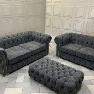 OLYMPIA CHESTERFIELD 3+2 Seater Corner Naples & Kinsington Dark Grey Sofa