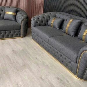 Madrid Chesterfield 3+2 Seater Naples & Kinsington Dark Grey Sofa Set