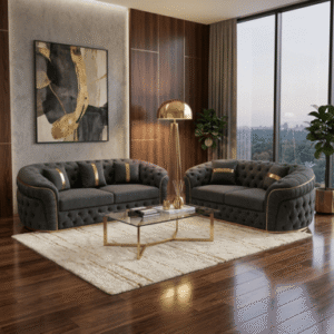 Madrid Chesterfield 3+2 Seater Naples & Kinsington Dark Grey Sofa Set