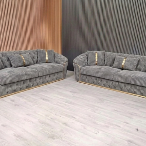 Madrid Chesterfield 3+2 Seater Jumbo Cord Dark Grey Sofa Set