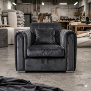 Lilly 1 Seater Plush Velvet Dark Grey Sofa