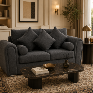 Lilly 2 Seater Chenille Dark Grey Sofa 5