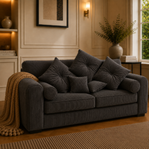 Lilly 2 Seater Jumbo Cord Dark Grey Sofa 5