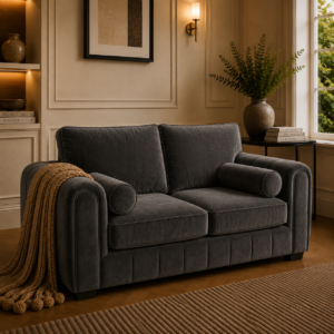 Lilly 2 Seater Plush Velvet Dark Grey Sofa 4