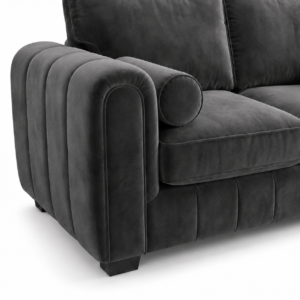 Lilly 2 Seater Plush Velvet Dark Grey Sofa close up