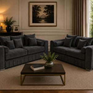 Lilly 3+2 Seater Chenille Dark Grey Sofa 4