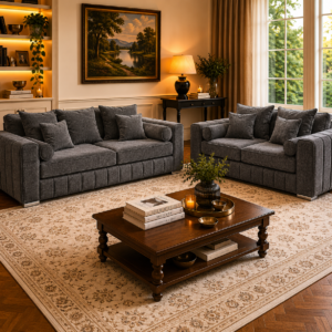 Lilly 3+2 Seater Chenille Dark Grey Sofa 5