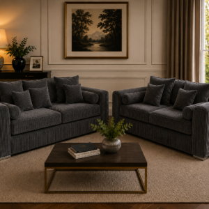 Lilly 3+2 Seater Jumbo Cord Dark Grey Sofa 4