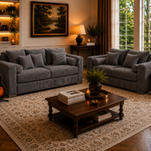 Lilly 3+2 Seater Jumbo Cord Dark Grey Sofa 5