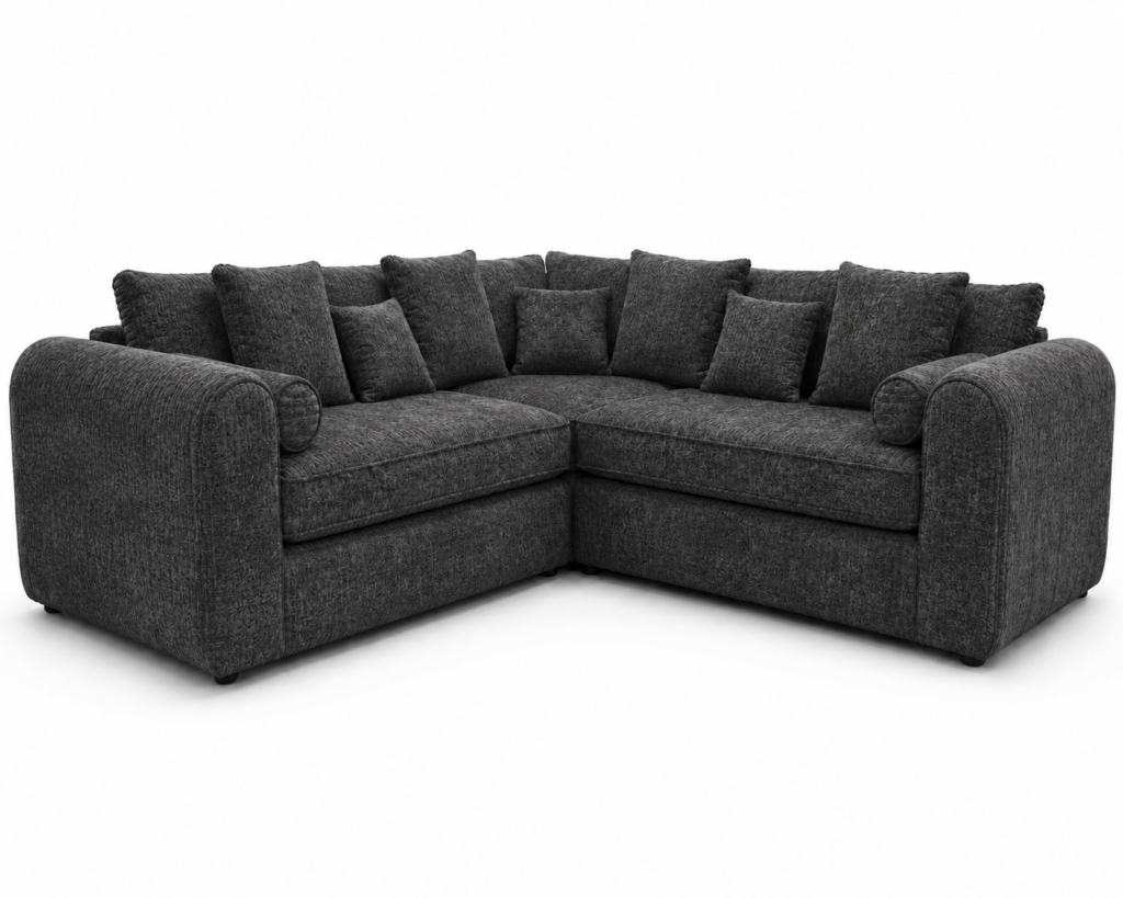 Lilly 5 Seater Chenille Dark Grey Sofa