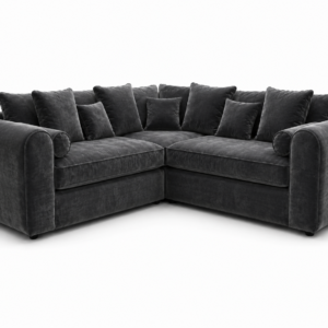 Lilly 5 Seater Corner L-Shaped Plush Velvet Dark Grey Sofa