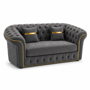 Madrid Chesterfield 2 Seater Chenille Dark Grey Sofa 1