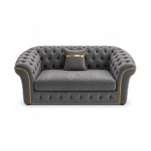 Madrid Chesterfield 2 Seater Chenille Dark Grey Sofa