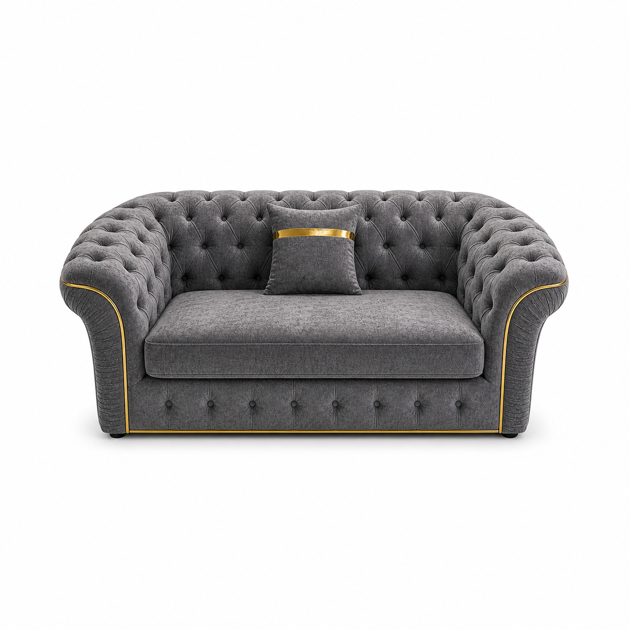 Madrid Chesterfield 2 Seater Chenille Dark Grey Sofa (5) Madrid Chesterfield 2 Seater Chenille Dark Grey Sofa