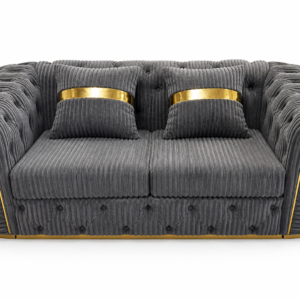 Madrid Chesterfield 2 Seater Jumbo Cord Dark Grey Sofa