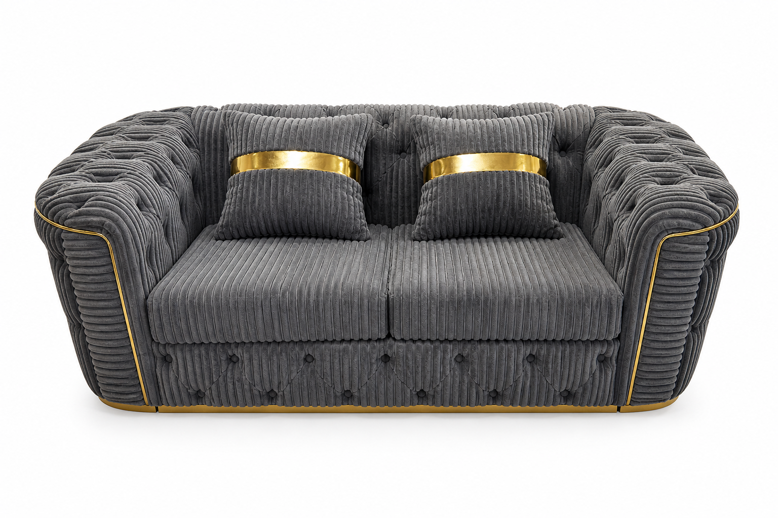 Madrid Chesterfield 2 Seater Jumbo Cord Dark Grey Sofa (2) Madrid Chesterfield 2 Seater Jumbo Cord Dark Grey Sofa