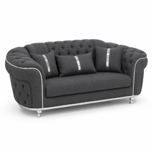 Madrid Chesterfield 2 Seater Naples & Kinsington Dark Grey Sofa 1