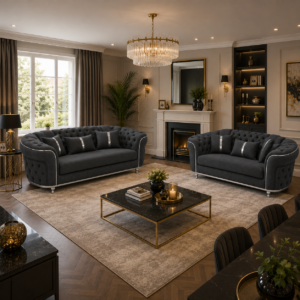 Madrid Chesterfield 2 Seater Naples & Kinsington Dark Grey Sofa 5