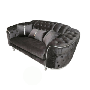 Madrid Chesterfield 2 Seater Plush Velvet Dark Grey Sofa