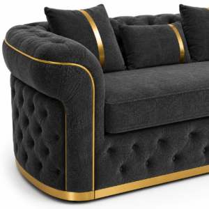 Madrid Chesterfield 3 Seater Chenille Dark Grey Sofa 3