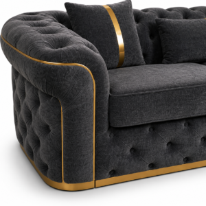 Madrid Chesterfield 3 Seater Chenille Dark Grey Sofa closer look