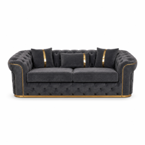 Madrid Chesterfield 3 Seater Chenille Dark Grey Sofa featured