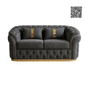 Madrid Chesterfield 3 Seater Jumbo Cord Dark Grey Sofa