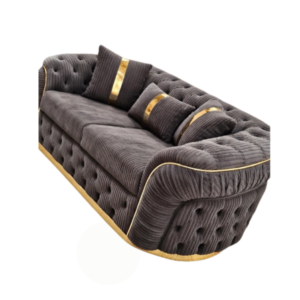 Madrid Chesterfield 3 Seater Jumbo Cord Dark Grey Sofa