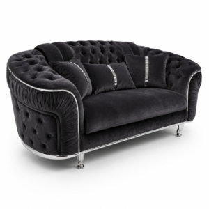 Madrid Chesterfield 3 Seater Plush Velvet Dark Grey Sofa