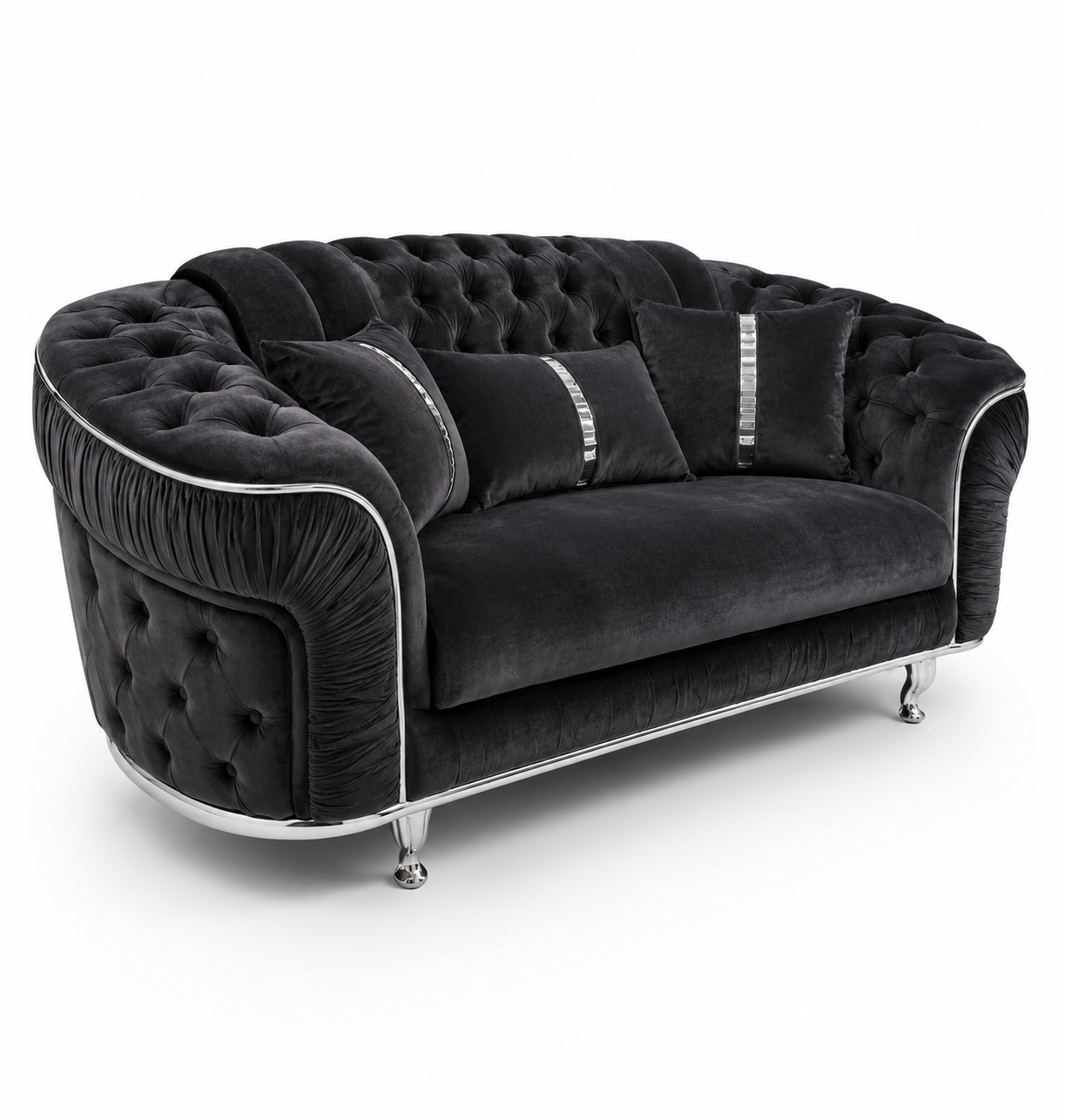 Madrid Chesterfield 3 Seater Plush Velvet Dark Grey Sofa