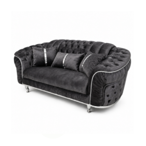 Madrid Chesterfield 3 Seater Plush Velvet Dark Grey Sofa