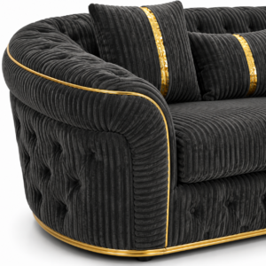 Madrid Chesterfield 3+2 Seater Jumbo Cord Dark Grey Sofa Set 3