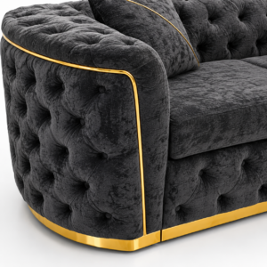 Madrid Chesterfield 5 Seater Corner Chenille Dark Grey Sofa 4