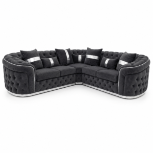 Madrid Chesterfield 5 Seater Corner Naples & Kensington Dark Grey Sofa 1