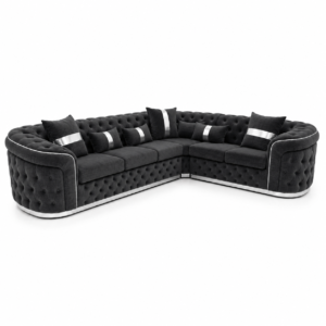 Madrid Chesterfield 5 Seater Corner Naples & Kensington Dark Grey Sofa 3
