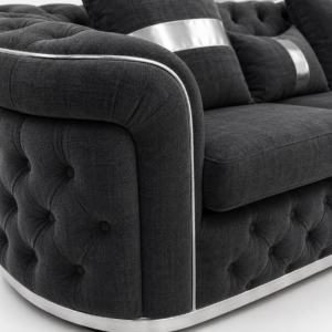 Madrid Chesterfield 5 Seater Corner Naples & Kensington Dark Grey Sofa 4