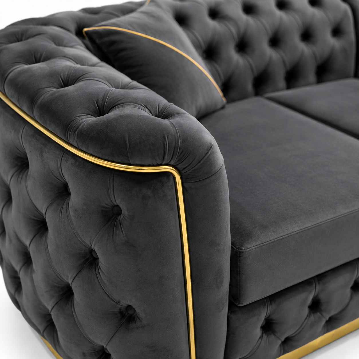 Madrid Chesterfield 5 Seater Corner Plush Velvet Dark Grey Sofa 4 Madrid Chesterfield 5 Seater Corner Plush Velvet Dark Grey Sofa 4