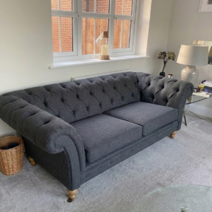 OLYMPIA CHESTERFIELD 3 Seater Naples & Kinsington Dark Grey Sofa