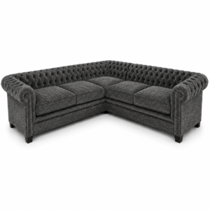 OLYMPIA CHESTERFIELD 5 Seater Corner Sofa Chenille Dark Grey Sofa