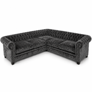 Olympia Chesterfield 5 Seater Corner Sofa Crushed Velvet Dark Grey