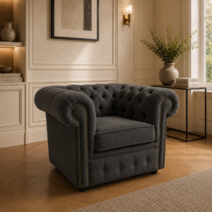 Olympia Chesterfield 1 Seater Naples & Kinsington Dark Grey Sofa 4