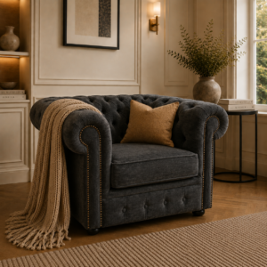 Olympia Chesterfield 1 Seater Naples & Kinsington Dark Grey Sofa 5