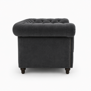 Olympia Chesterfield 1 Seater Plush Velvet Dark Grey Sofa 2