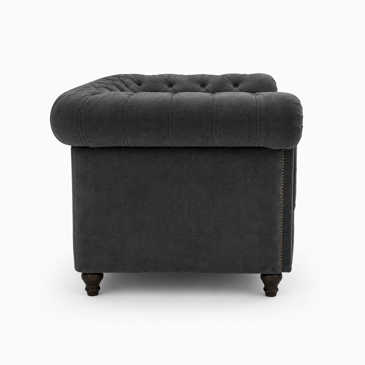 Olympia Chesterfield 1 Seater Plush Velvet Dark Grey Sofa 2 Olympia Chesterfield 1 Seater Plush Velvet Dark Grey Sofa 2