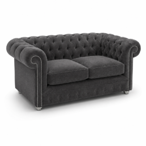 Olympia Chesterfield 2 Seater Chenille Dark Grey Sofa