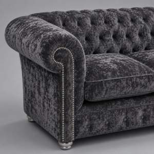 Olympia Chesterfield 2 Seater Crushed Velvet Dark Grey Sofa 3